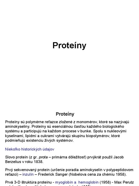 Proteíny a aminokyseliny